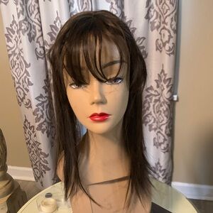 New Dark Brown Women's Straight topper with Bangs